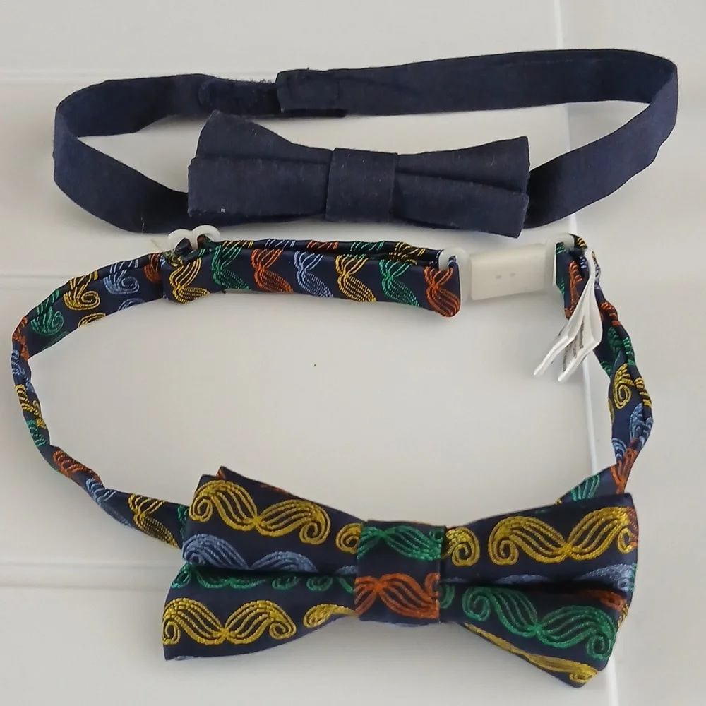 Baby Boy 4 Piece Bundle Grey and Navy Bow Tie & Necktie Set